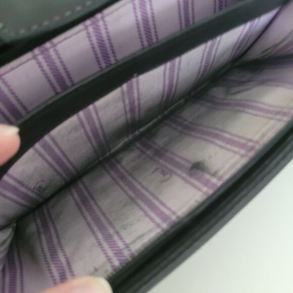 Coach Wallet Leather Signature Black Purple Bifold 8x4 Large Envelope Boho - Picture 6 of 9